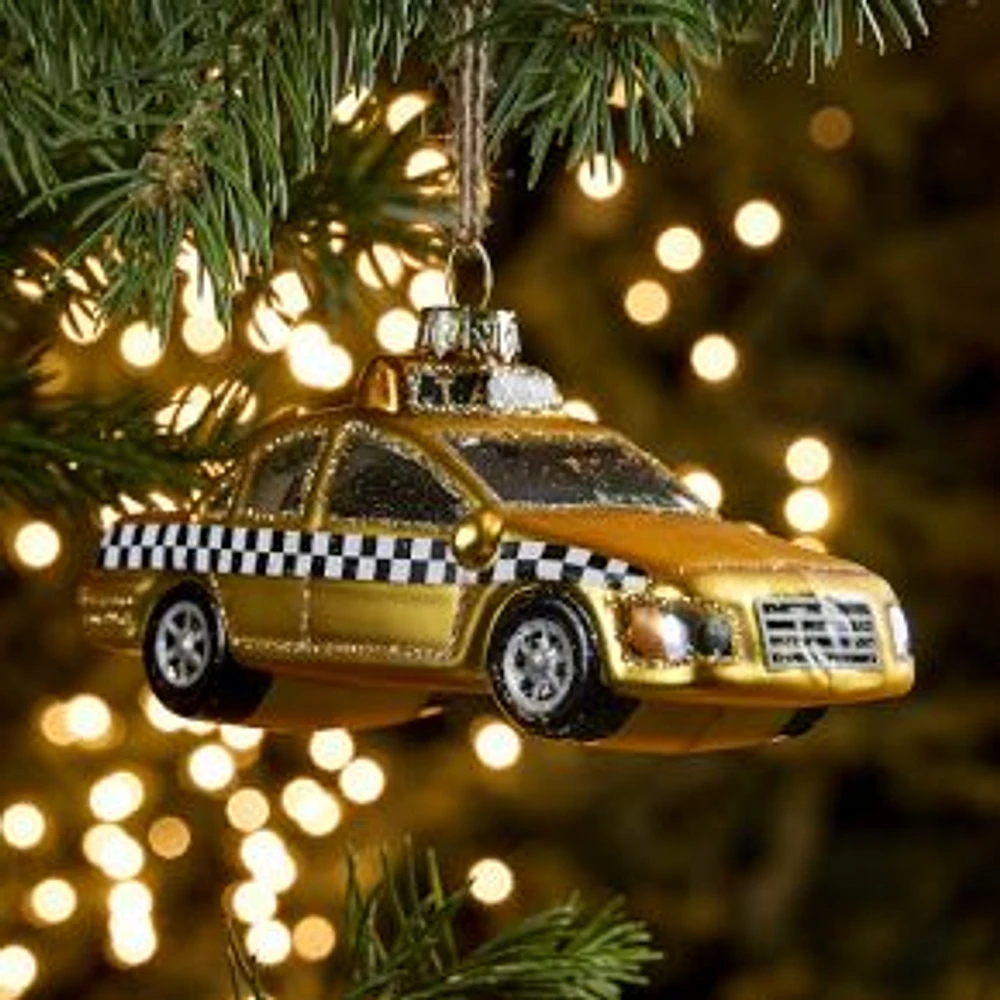 Glass Taxi Ornament