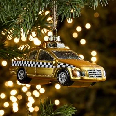 Glass Taxi Ornament