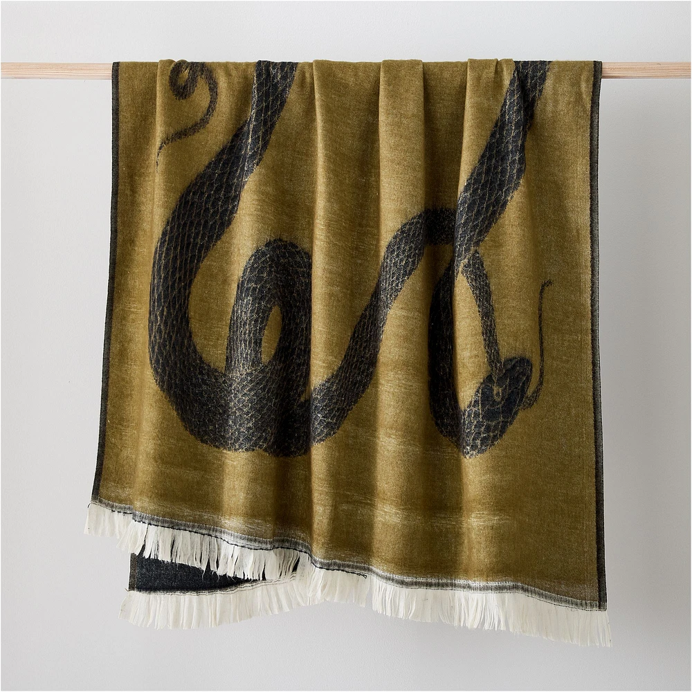 Brushed Woven Evie Englezos Snake Throw | West Elm