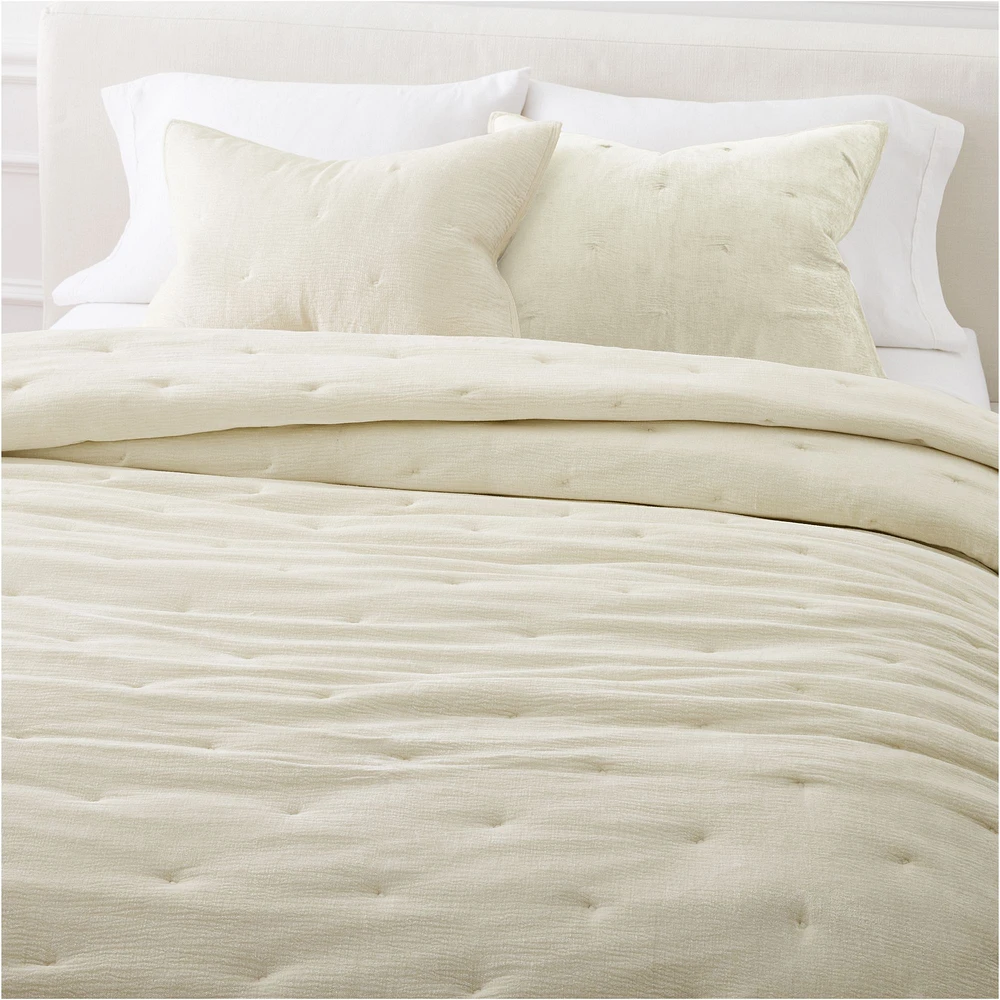 Striated Chenille Tack Stitch Quilt & Shams | West Elm