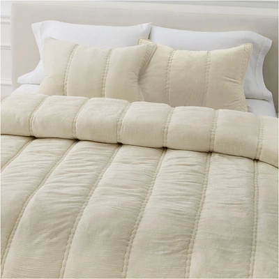 Striated Chenille Linear Comforter & Shams | West Elm