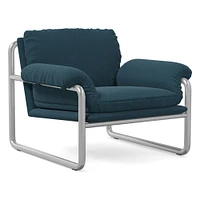 Desmond Chair, Deluxe Linen, Sand, Polished Stainless Steel