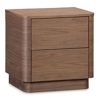 Rina Curved Oak Pedestal Nightstand (20") | West Elm