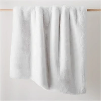 Chinchilla Faux Fur Throw, 47x60, Stone White