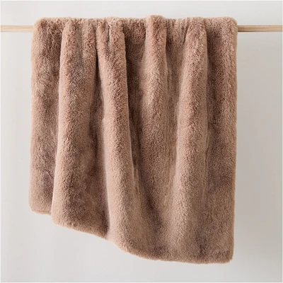 Chinchilla Faux Fur Throw, 47x60, Stone White