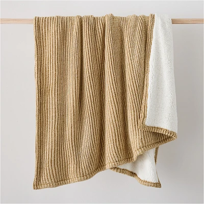 Rib Knit Sherpa Throw | West Elm