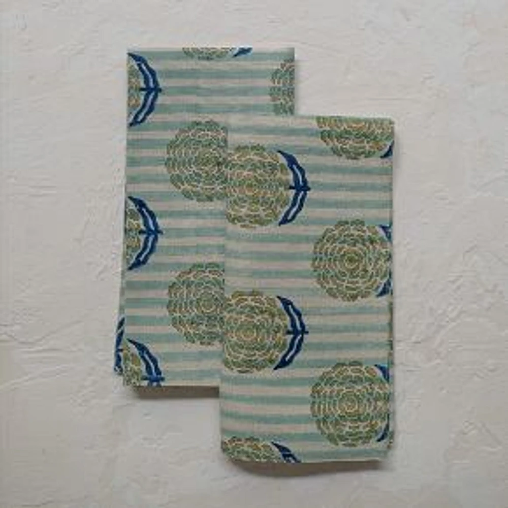 Alisha Block-Printed Table Napkin, Blue, Set of 4