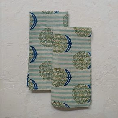 Alisha Block-Printed Table Napkin, Blue, Set of 4