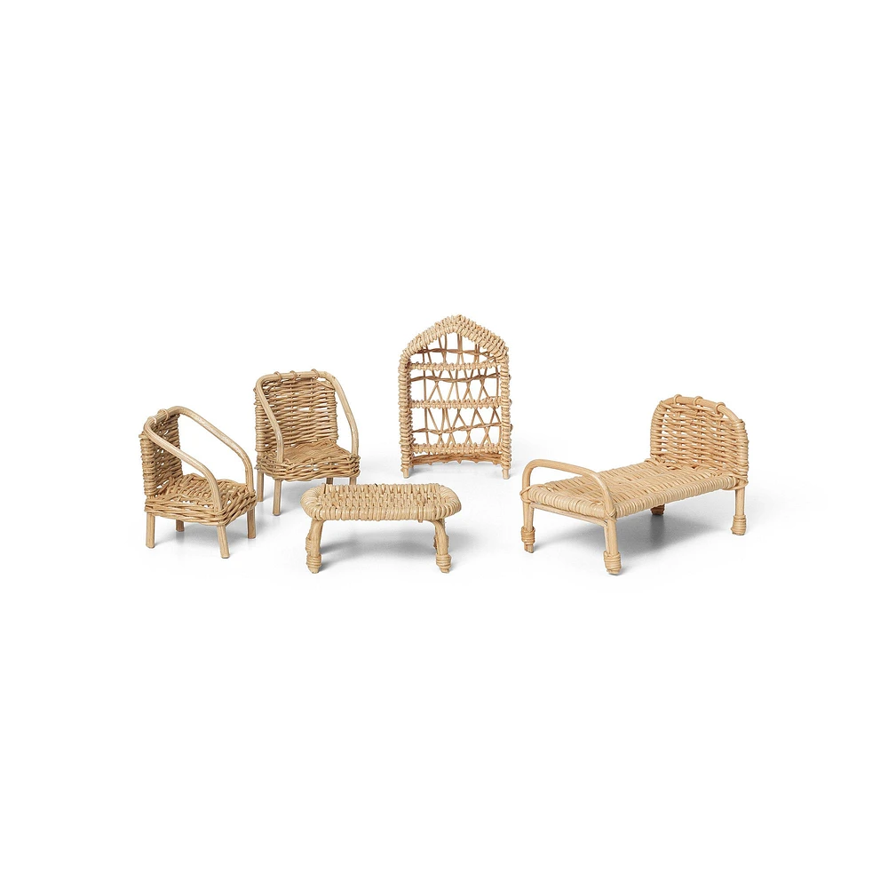 ferm LIVING Rattan Dollhouse Furniture (Set of 5) | West Elm