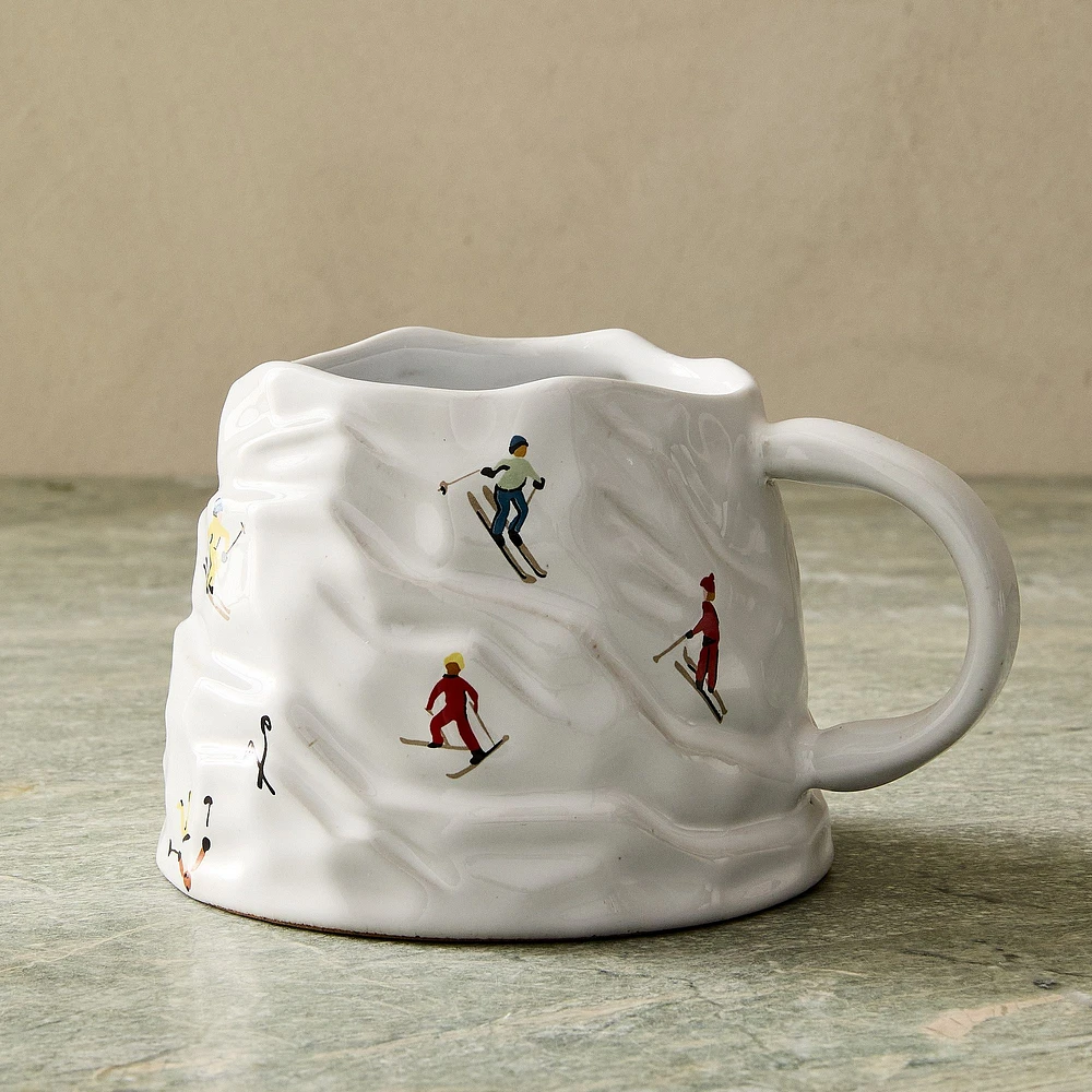 Holiday Skiers Stoneware Figural Mug | West Elm