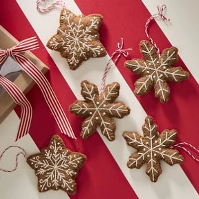 Felt Gingerbread Snowflakes Ornament SET S/5