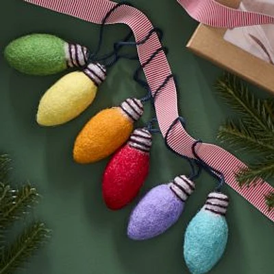 Felt Holiday Lights Ornament SET Multi S/6