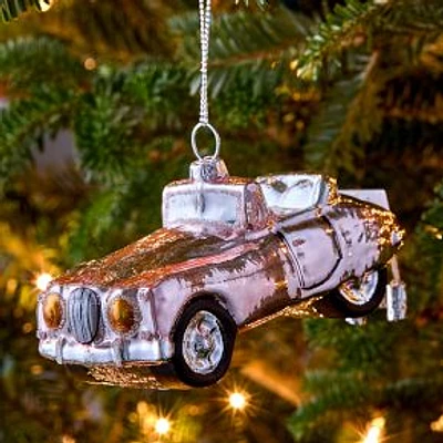 Glass Just Married Car Ornament