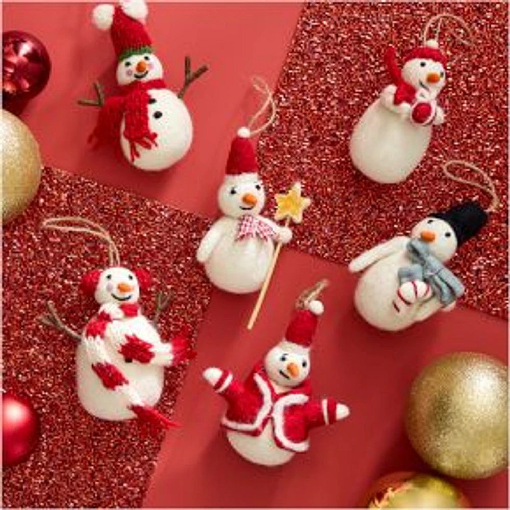 Felt Snowmen Ornament, Set Of 6