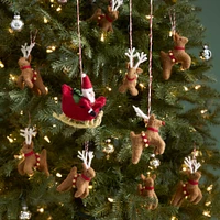 Felt Santa's Sleigh & Reindeer Ornaments (Set of 10) | West Elm