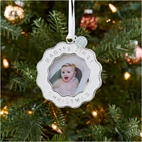 Heirloom Babys First Xmas Squiggle Frame Ornament White