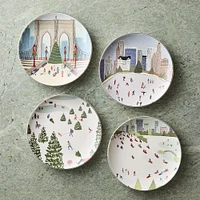 Winter Activities Ceramic Salad Plate Sets | West Elm