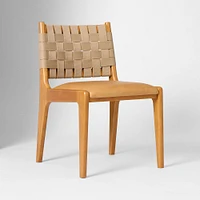 Dunham Dining Chair, Saddle Leather, Nut, Black, Black Straps