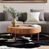 Atmore 42" Round Coffee Table, Amber Oak