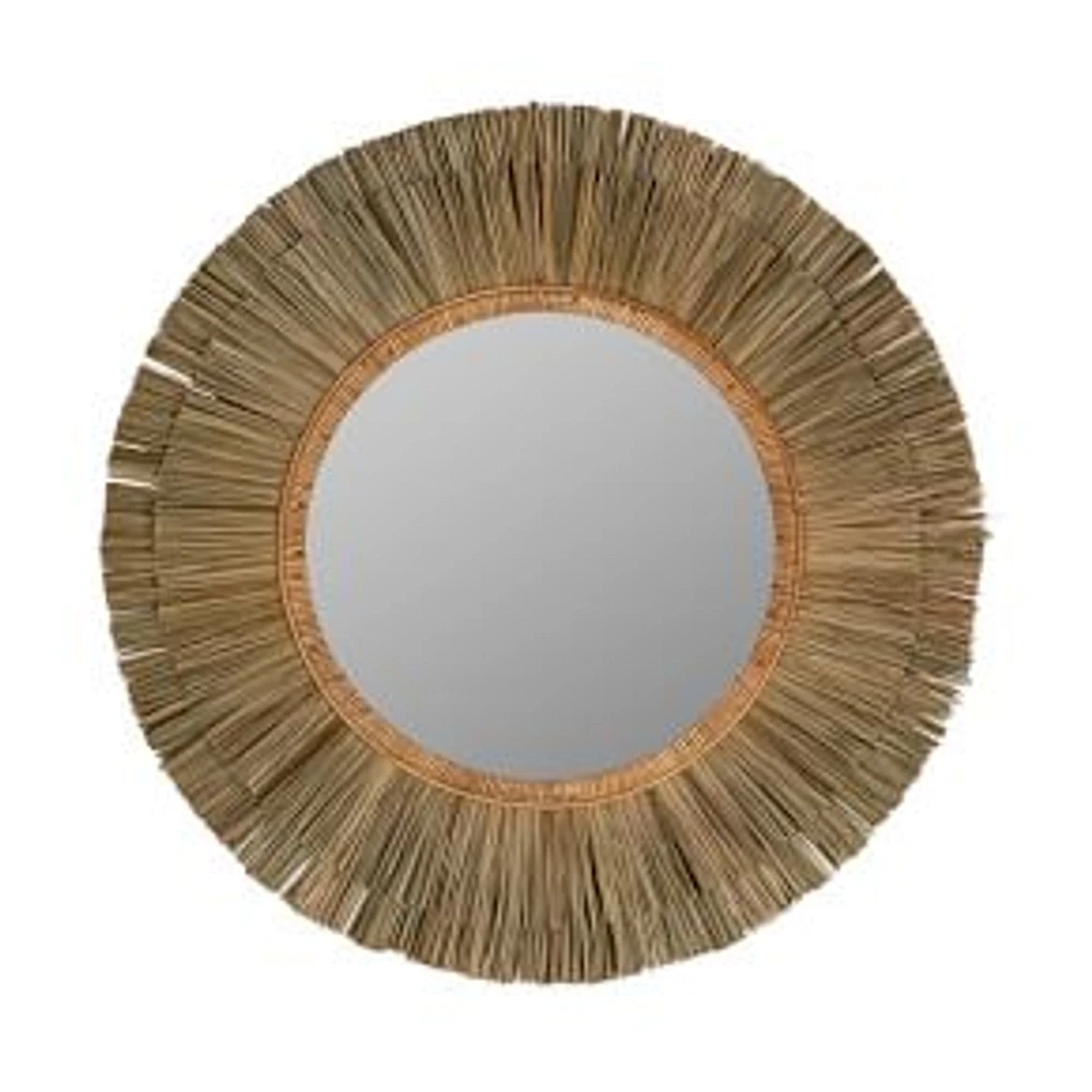 Sea Grass Round Wall Mirror, 34" Diam