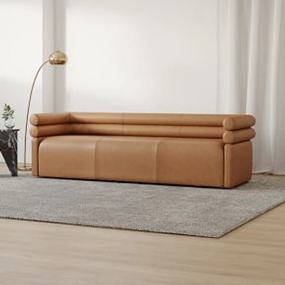 Evie 88" Leather Sofa, Palermo Cognac