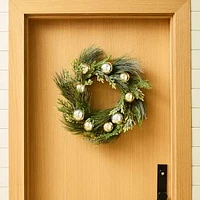 Faux Sparkling Pine Wreath w/ Ornaments, 26"D