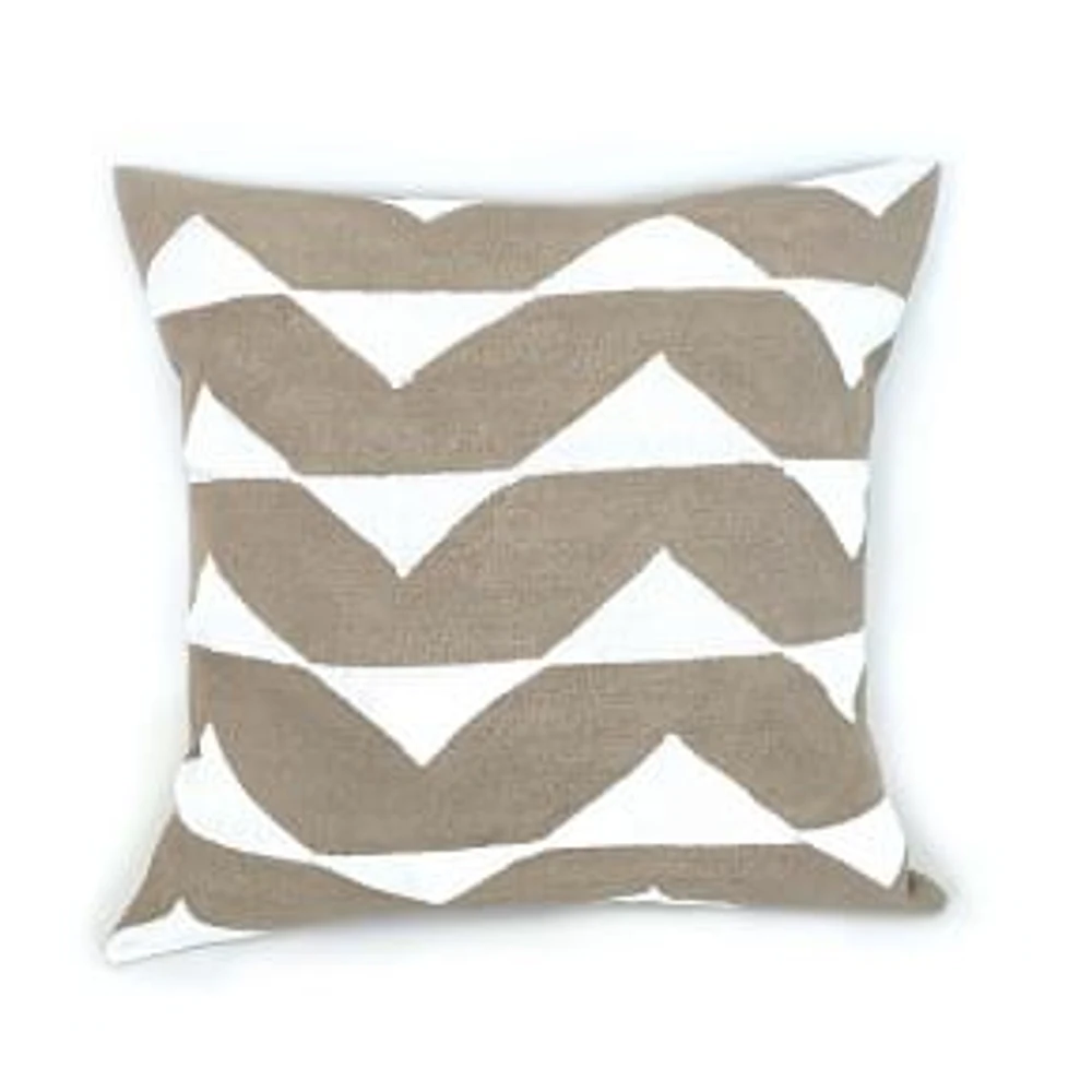 Sadza Batik Pillows, Triangles, Taupe + White