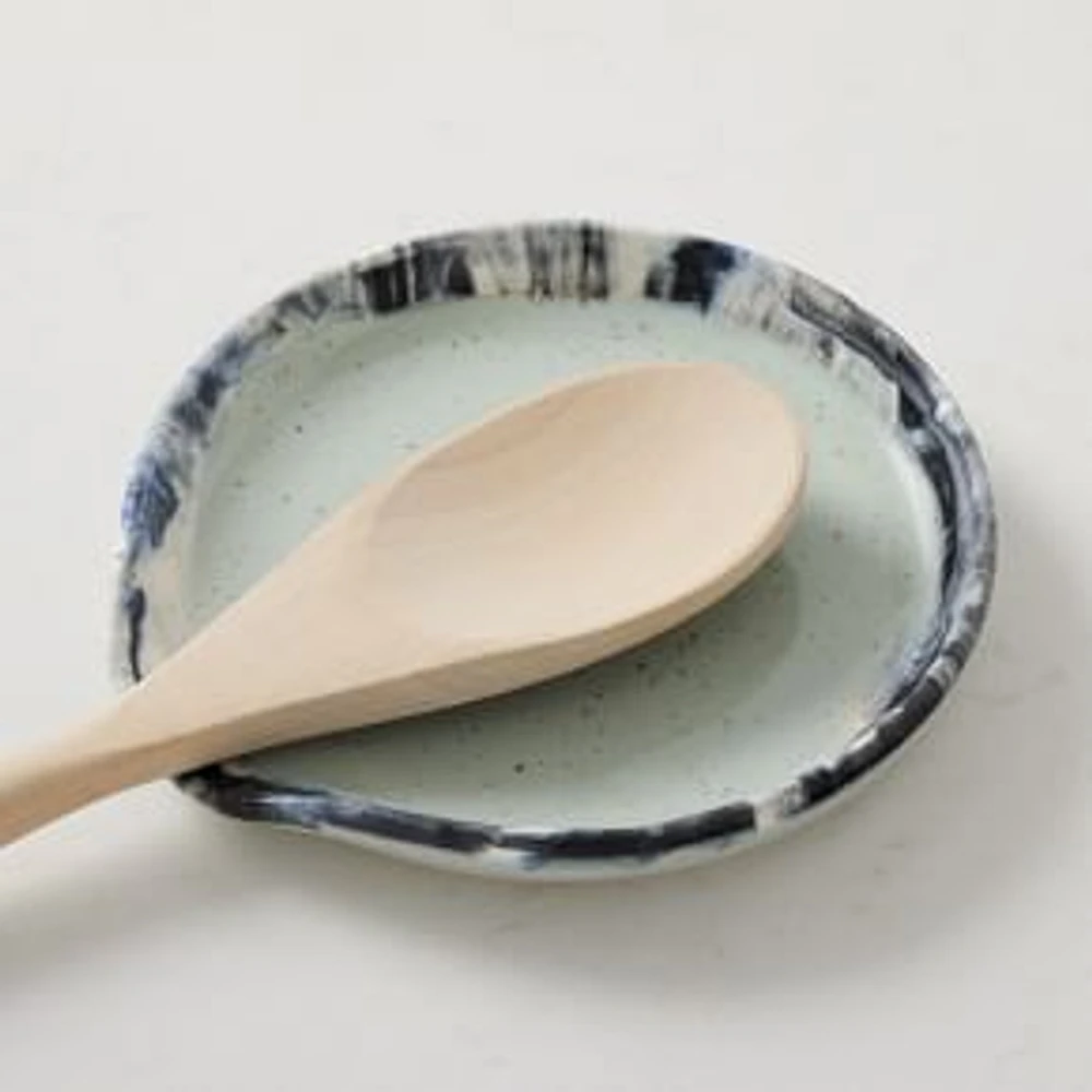 Personal Best Ceramics Spoon Rest, Mint and Marbled