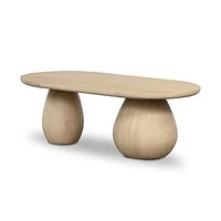 Orb Base 43.5" Oval Coffee Table, Light Natural