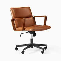 Cooper Leather Swivel Office Chair w/ Wood Arms | West Elm