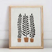 Pauline Stanley Studio Wall Art, Potted Ferns, Black Wood Frame, Earthy & Natural