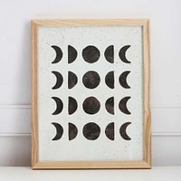 Pauline Stanley Studio Wall Art, Moon Phases, Black Wood Frame, & White