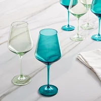 Estelle Colored Glass Stemware, Mint and Emerald, Set of 6