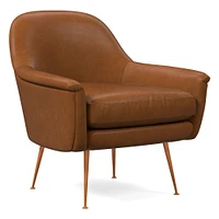 Phoebe Midcentury Chair, Poly, Halo Leather, Banker, Pecan