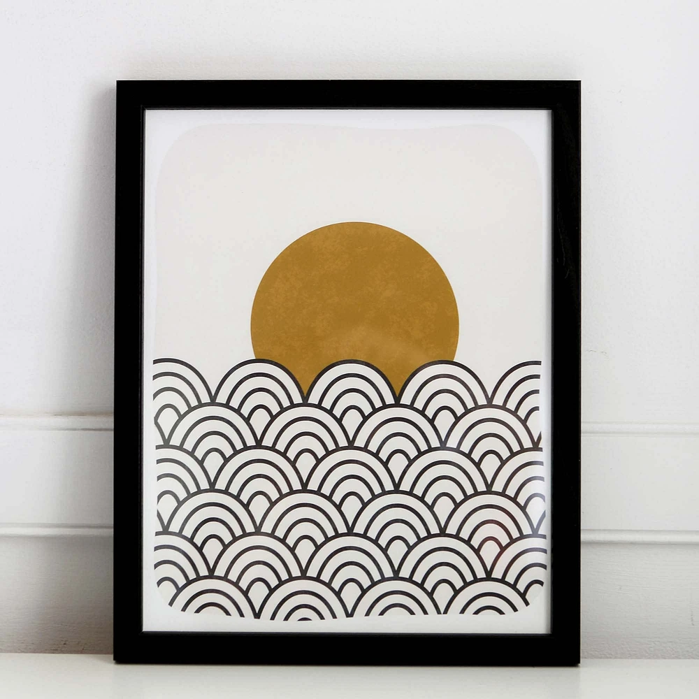 Pauline Stanley Studio Wall Art, Waves & sun, Wood Frame, Earthy Natural