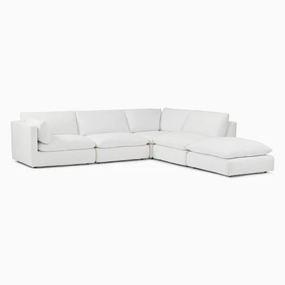 Hampton Right Arm 5-Piece L-Shape Chair Sectional Native Linen White CS