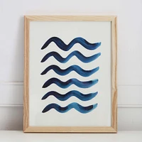 Pauline Stanley Studio Wall Art, Blue Waves, Black Wood Frame, & White