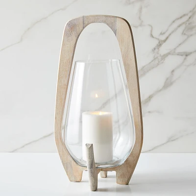 Mid-Century Whitewashed Wood Lanterns | West Elm