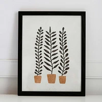 Pauline Stanley Studio Wall Art, Potted Ferns, Black Wood Frame, Earthy & Natural