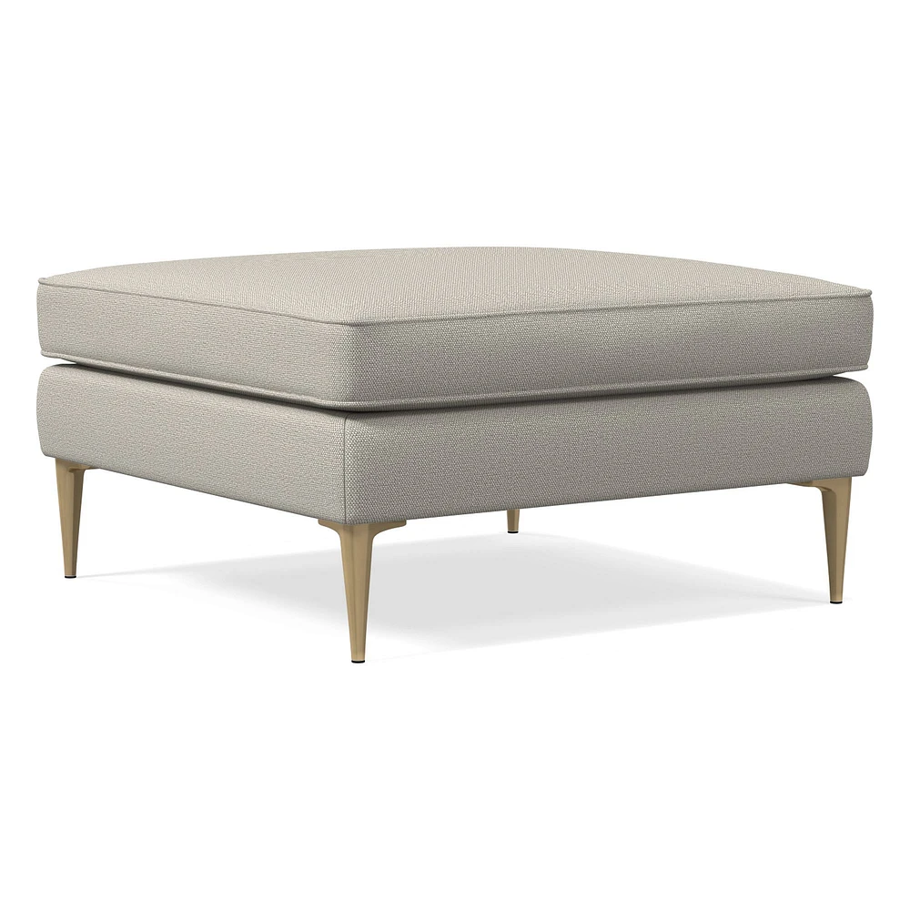 Open Box: Harris Loft Ottoman, Poly, Basket Slub, Pearl Gray, Blackened Brass