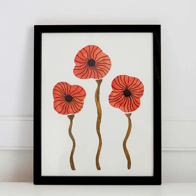 Pauline Stanley Studio Wall Art, Poppies, Black Wood Frame, Red & Brown