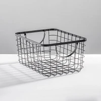 Mixed Wire Basket with Curved Handles, Soft Brass, 9x12x6