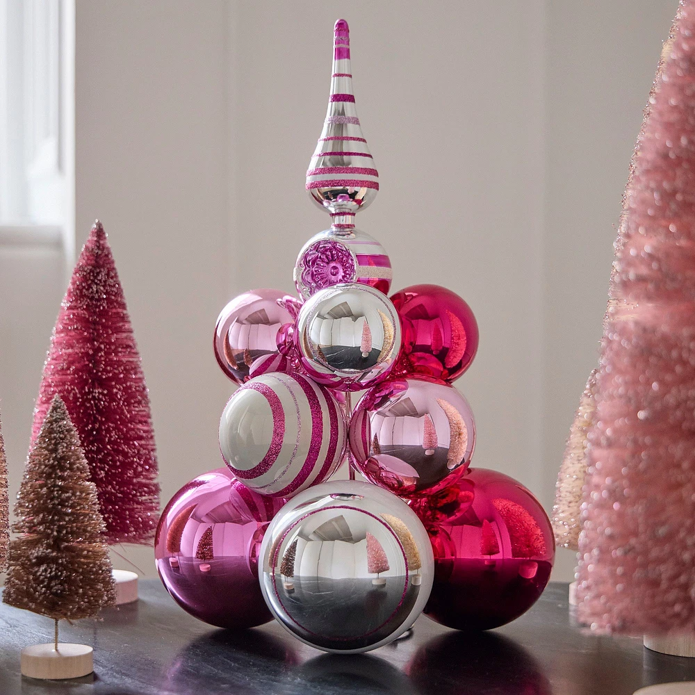 Shiny-Brite™ Pink Glass Ball Tabletop Tree Cluster | West Elm