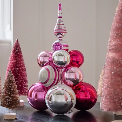 Shiny-Brite™ Pink Glass Ball Tabletop Tree Cluster | West Elm