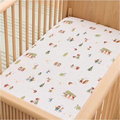 Festive Friends Crib Fitted Sheet | West Elm