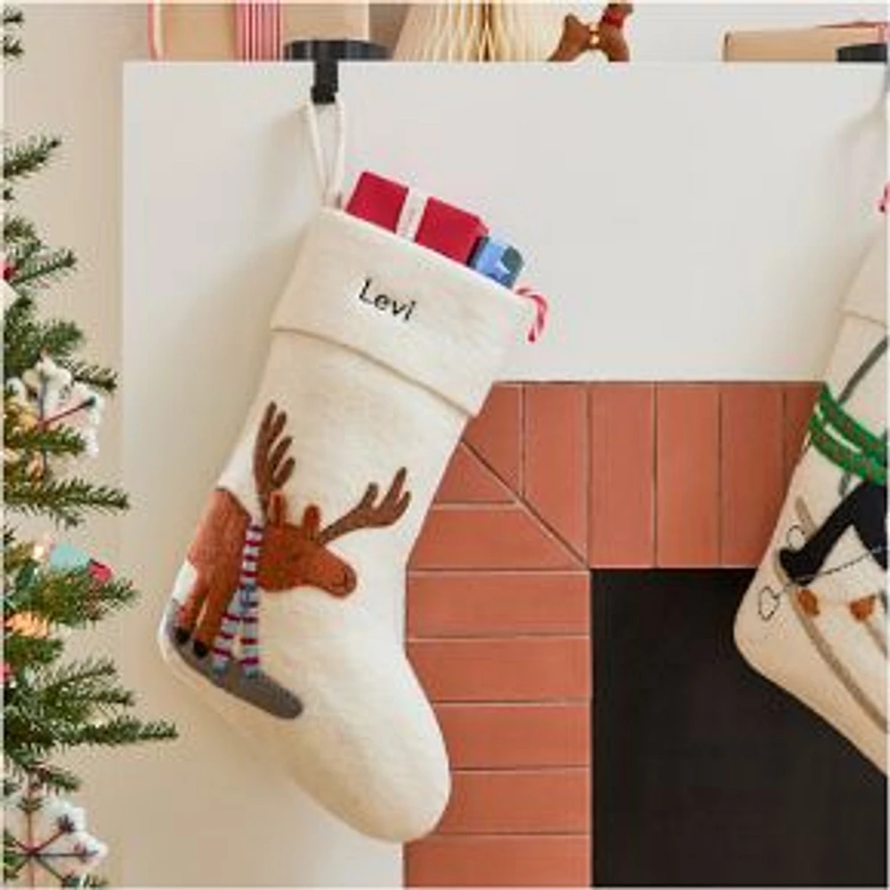 Santa & Friends Felt Stockings Moose with Scarf