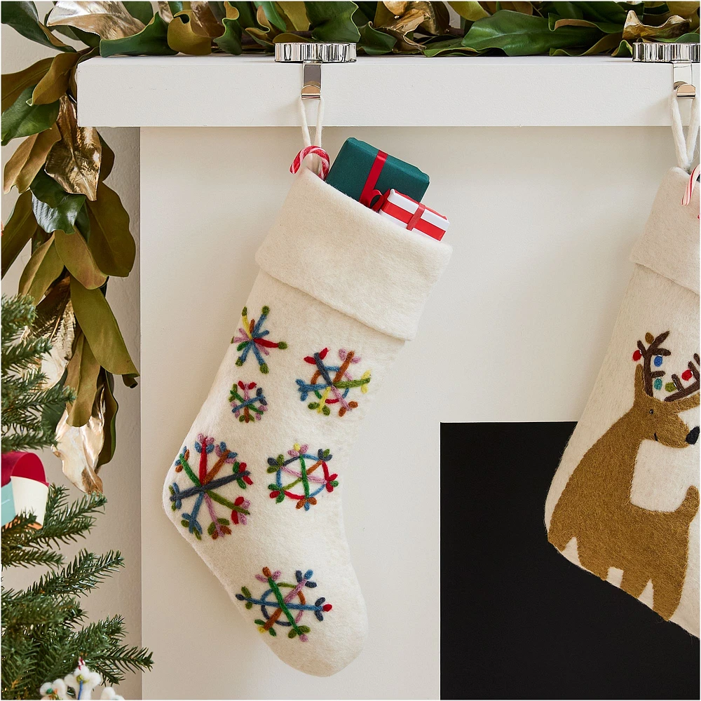 Felt Multicolor Snowflake Stocking | West Elm