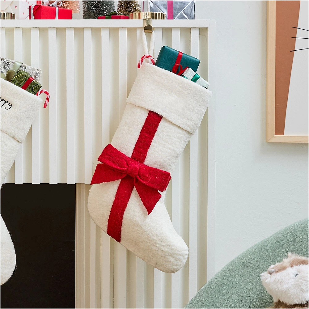 Felt Red Bow Stocking | West Elm