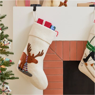 Felt Moose in Scarf Stocking | West Elm