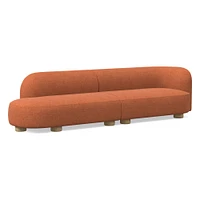 Laurent 122.5" 2-Piece Bumper Sofa, Left-Arm 2 Seater Right-Arm Performance Yarn Dyed Linen Weave, Alabaster, Blonde